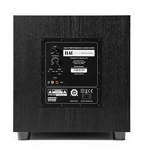 ELAC Debut S10.2 Subwoofer – 200W aktiver Basslautsprecher für kraftvolle Sounds, ideal für Stereo-Anlagen, Schwarz